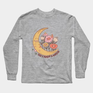 Take a Moment to Breathe, Boho Bohemian Moon Chic Quote Long Sleeve T-Shirt